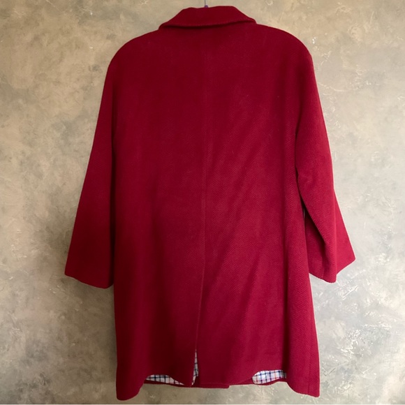 Daks Crimson Red Herringbone Wool Blend Car Coat - Picture 2 of 12